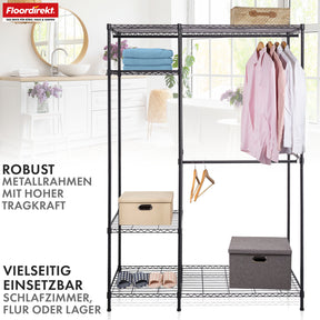 Armoire | Edward | Portemanteau ouvert en acier thermolaqué avec tringles à vêtements et étagères réglables
