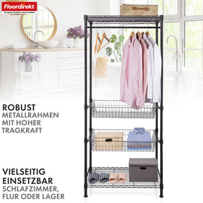 Armoire | Harold | Portemanteau ouvert avec tringle et étagères | Armoire robuste pour chambre à coucher, couloir et rangement