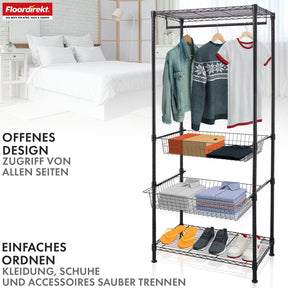 Armoire | Harold | Portemanteau ouvert avec tringle et étagères | Armoire robuste pour chambre à coucher, couloir et rangement