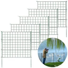 Clôture en treillis | Pablo | Set de 5 clôtures métalliques à emboîter | Extensible pour jardin, étang & animaux