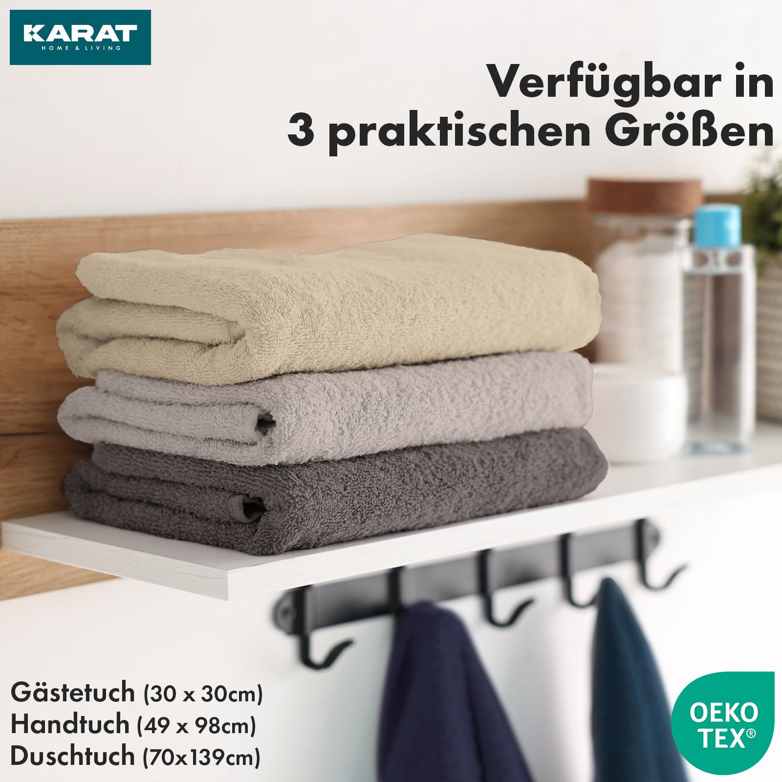 Set de serviettes Bay | Set de 8 serviettes 100% coton | 2 x serviette de bain, 2 x essuie-mains et 4 x savonnettes