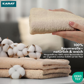 Set de serviettes Bay | Set de 8 serviettes 100% coton | 2 x serviette de bain, 2 x essuie-mains et 4 x savonnettes