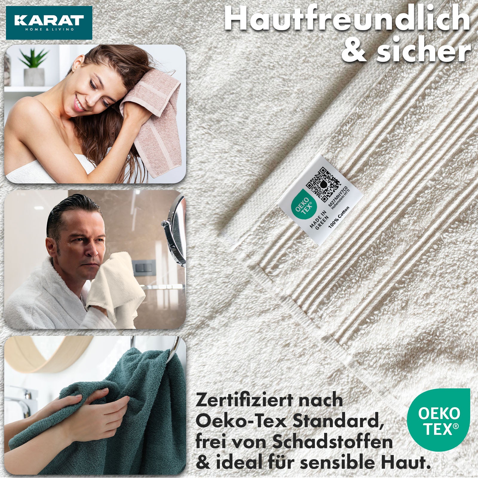 Set de serviettes Bay | Set de 8 serviettes 100% coton | 2 x serviette de bain, 2 x essuie-mains et 4 x savonnettes