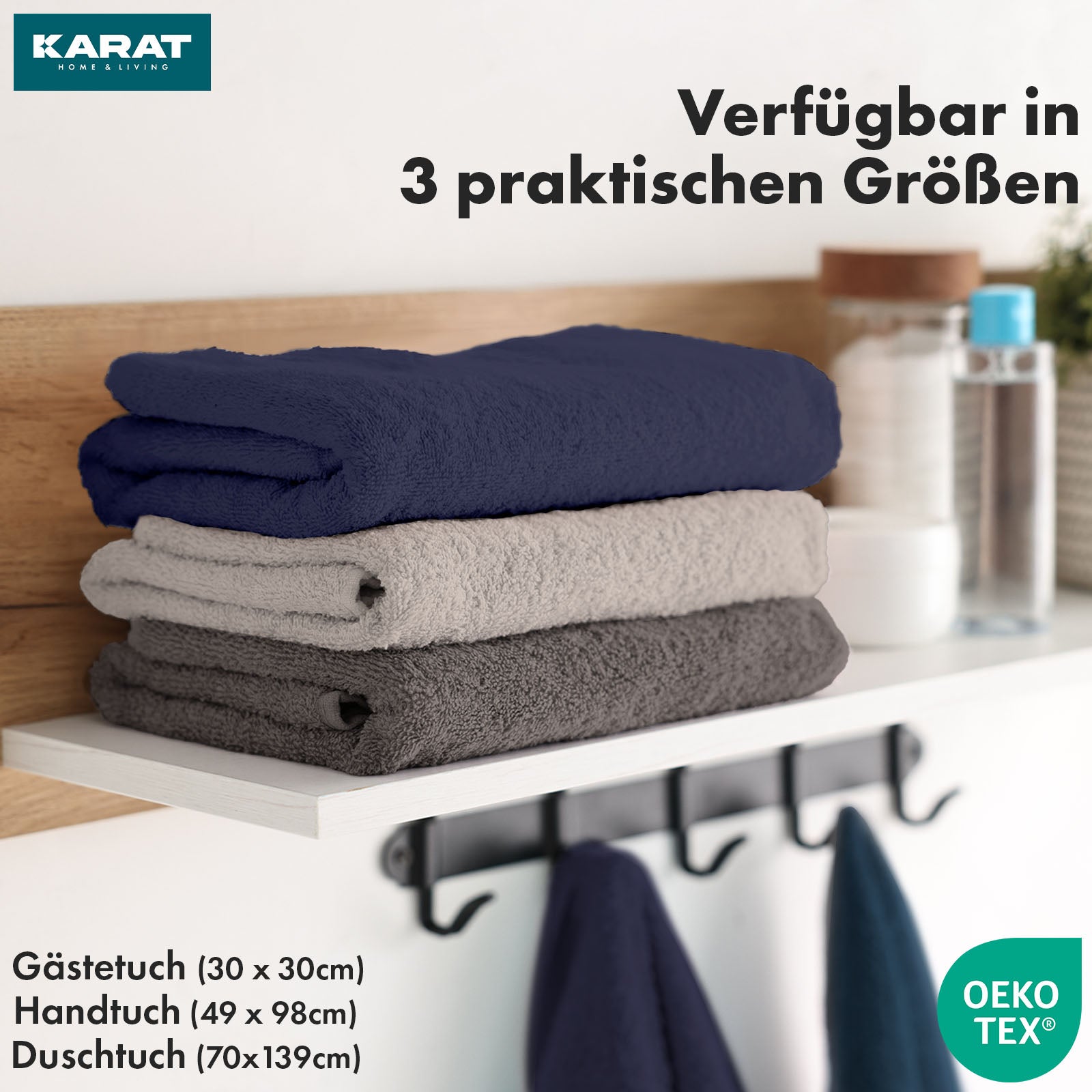 Set de serviettes Bay | Set de 8 serviettes 100% coton | 2 x serviette de bain, 2 x essuie-mains et 4 x savonnettes