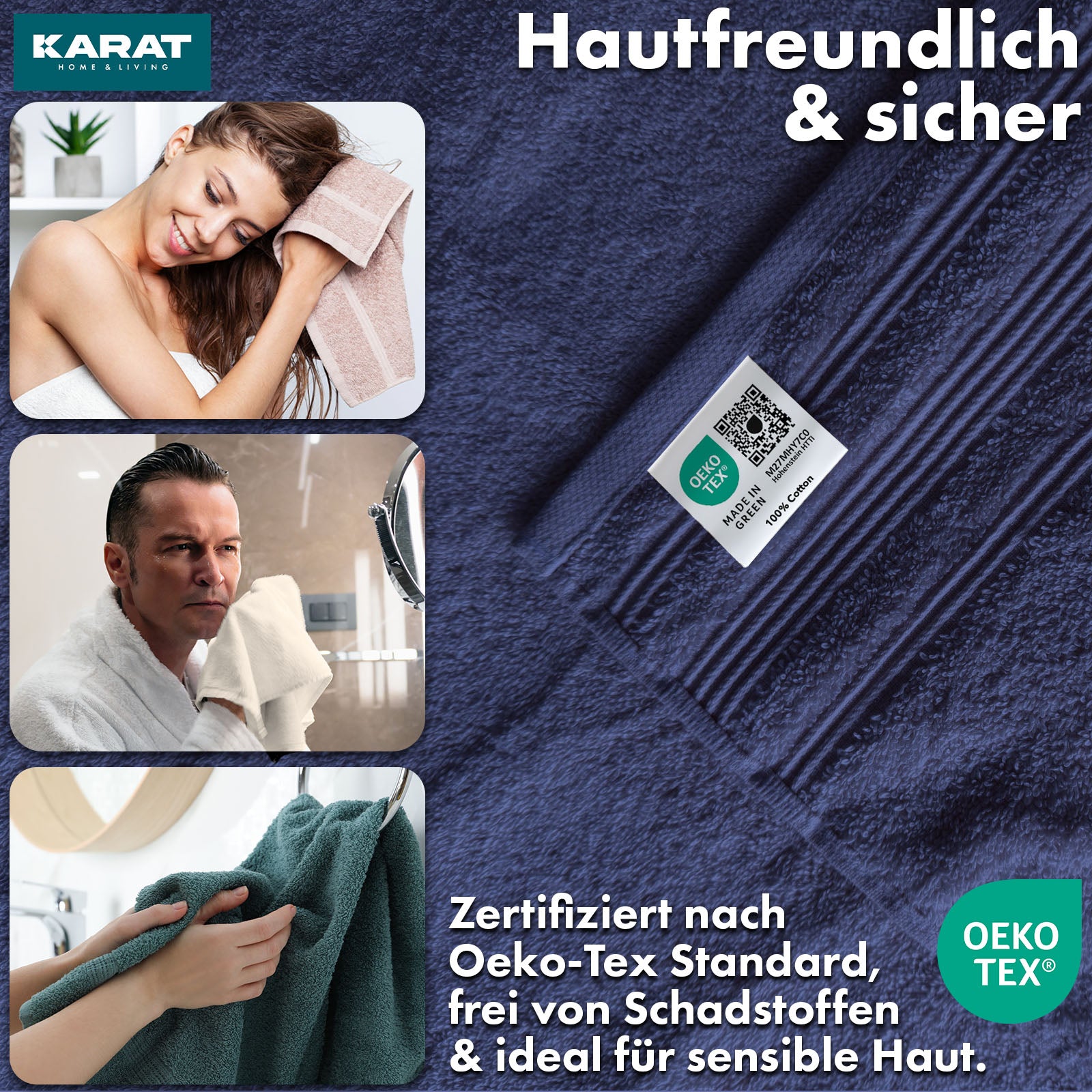 Set de serviettes Bay | Set de 8 serviettes 100% coton | 2 x serviette de bain, 2 x essuie-mains et 4 x savonnettes