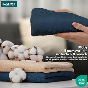 Set de serviettes Bay | Set de 8 serviettes 100% coton | 2 x serviette de bain, 2 x essuie-mains et 4 x savonnettes