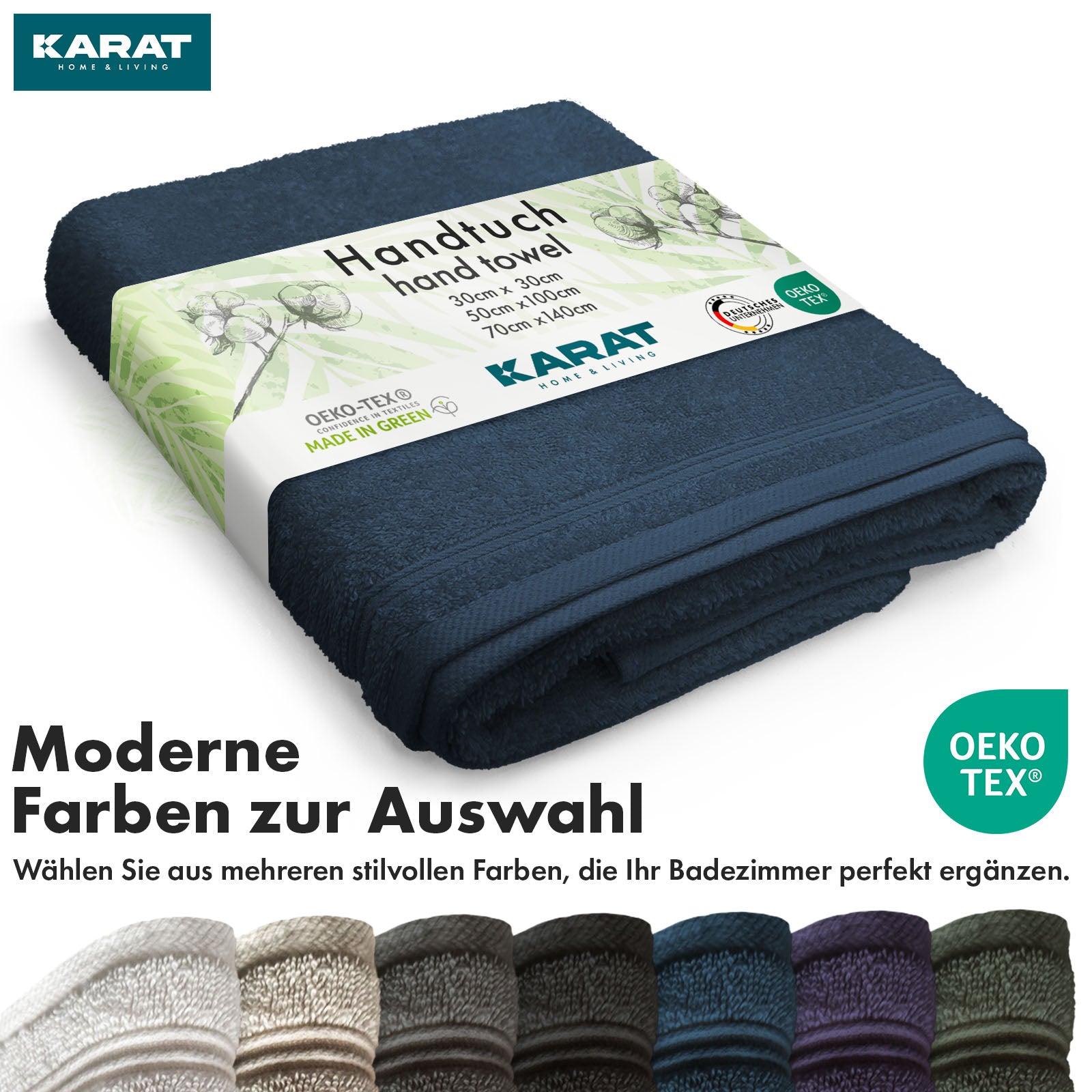 Set de serviettes Bay | Set de 8 serviettes 100% coton | 2 x serviette de bain, 2 x essuie-mains et 4 x savonnettes