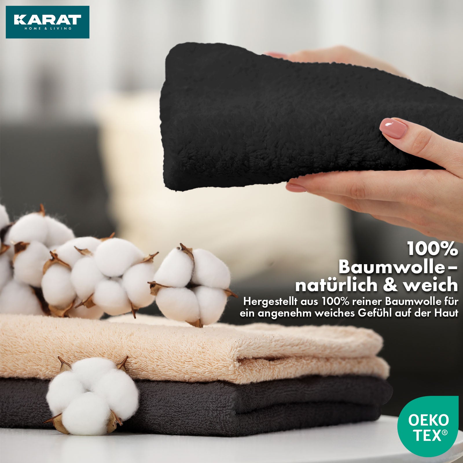 Set de serviettes Bay | Set de 8 serviettes 100% coton | 2 x serviette de bain, 2 x essuie-mains et 4 x savonnettes