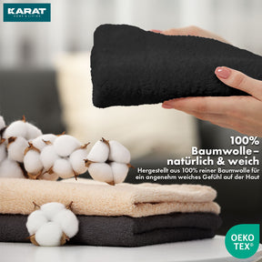 Set de serviettes Bay | Set de 8 serviettes 100% coton | 2 x serviette de bain, 2 x essuie-mains et 4 x savonnettes