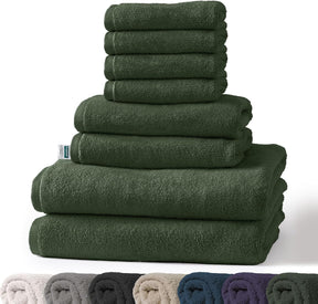 Set de serviettes Bay | Set de 8 serviettes 100% coton | 2 x serviette de bain, 2 x essuie-mains et 4 x savonnettes