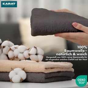 Set de serviettes Bay | Set de 8 serviettes 100% coton | 2 x serviette de bain, 2 x essuie-mains et 4 x savonnettes