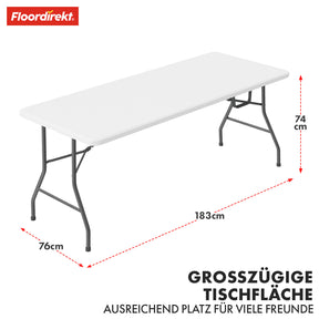 Table pliante | Akita | Table robuste et résistante aux intempéries pour la maison, le jardin et le camping | 183 x 76 cm