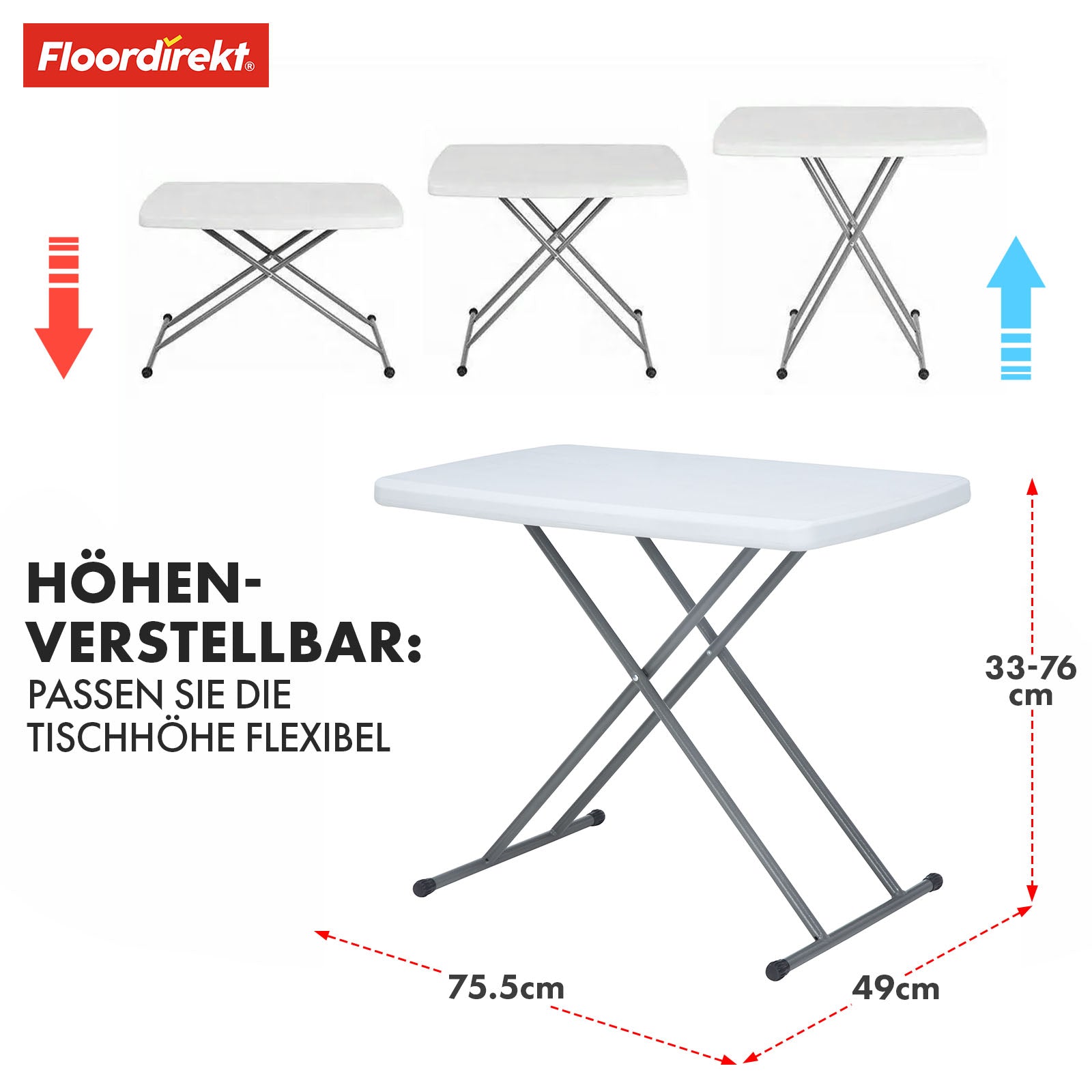 Table pliante | Nara | Polyvalente, stable et peu encombrante pour toutes les occasions | 75,5 x 49 cm