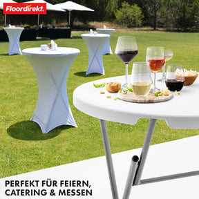 Table pliante | Nagano | Table de jardin ronde blanche pliante | 80 cm de diamètre