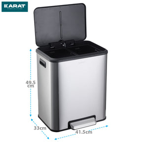 Poubelle | Jack | Capacité 30 L | Tri sélectif 2 voies | Soft-Close & Pedal | Acier inoxydable ou noir