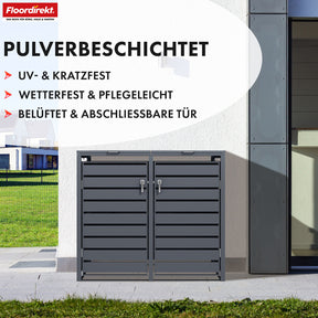 Abri pour poubelles | Magnus | Habillage de poubelle anthracite résistant aux intempéries avec cadre en acier inoxydable | 1-3 portes | Convient pour les poubelles de 60-240 L