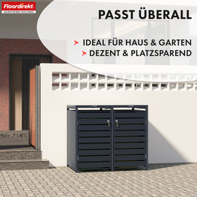 Abri pour poubelles | Magnus | Habillage de poubelle anthracite résistant aux intempéries avec cadre en acier inoxydable | 1-3 portes | Convient pour les poubelles de 60-240 L