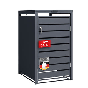 Abri pour poubelles | Magnus | Habillage de poubelle anthracite résistant aux intempéries avec cadre en acier inoxydable | 1-3 portes | Convient pour les poubelles de 60-240 L