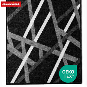 Tapis sur mesure | Printed | Anthracite à rayures | Antidérapant & facile d'entretien