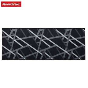 Tapis sur mesure | Printed | Anthracite à rayures | Antidérapant & facile d'entretien