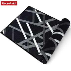 Tapis sur mesure | Printed | Anthracite à rayures | Antidérapant & facile d'entretien
