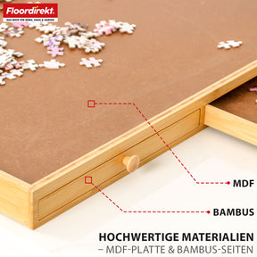 Table de puzzle | Yukon | Support de puzzle compact avec tiroirs en bambou & MDF | Pour jusqu'à 1000 pièces