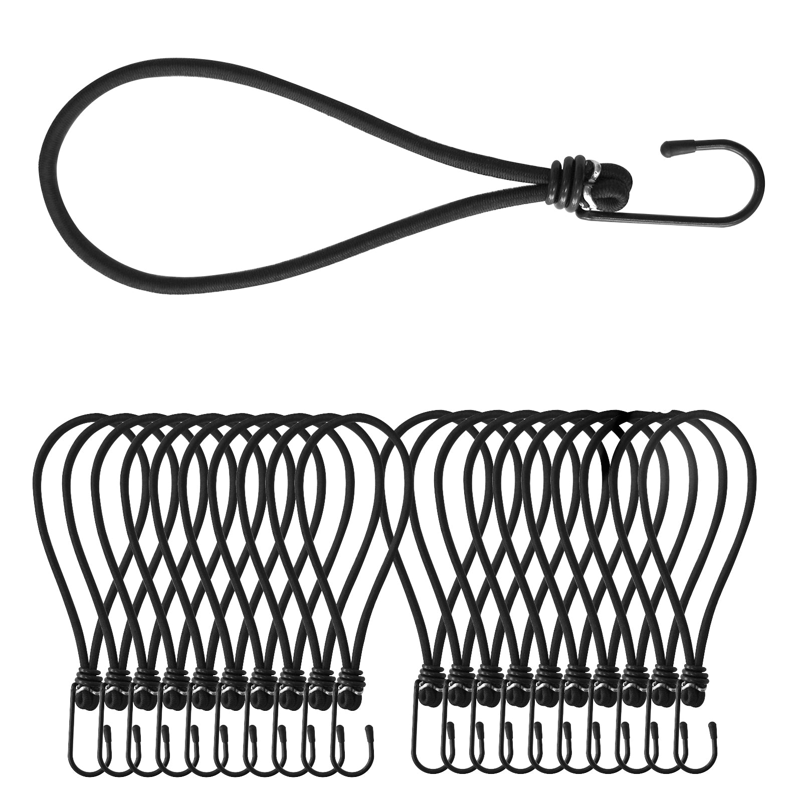 Élastiques de serrage multifonctionnels avec crochets en acier | Fixation pour bâches filets bannières | Set de 20 pièces