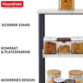 Étagère sur pied | Charles | Étagère moderne aspect marbre avec structure en acier robuste | Disponible en 3 ou 4 niveaux