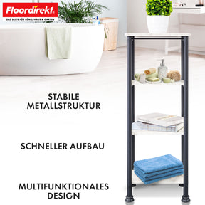 Étagère sur pied | Charles | Étagère moderne aspect marbre avec structure en acier robuste | Disponible en 3 ou 4 niveaux
