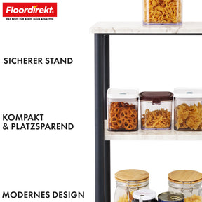 Étagère sur pied | Charles | Étagère moderne aspect marbre avec structure en acier robuste | Disponible en 3 ou 4 niveaux