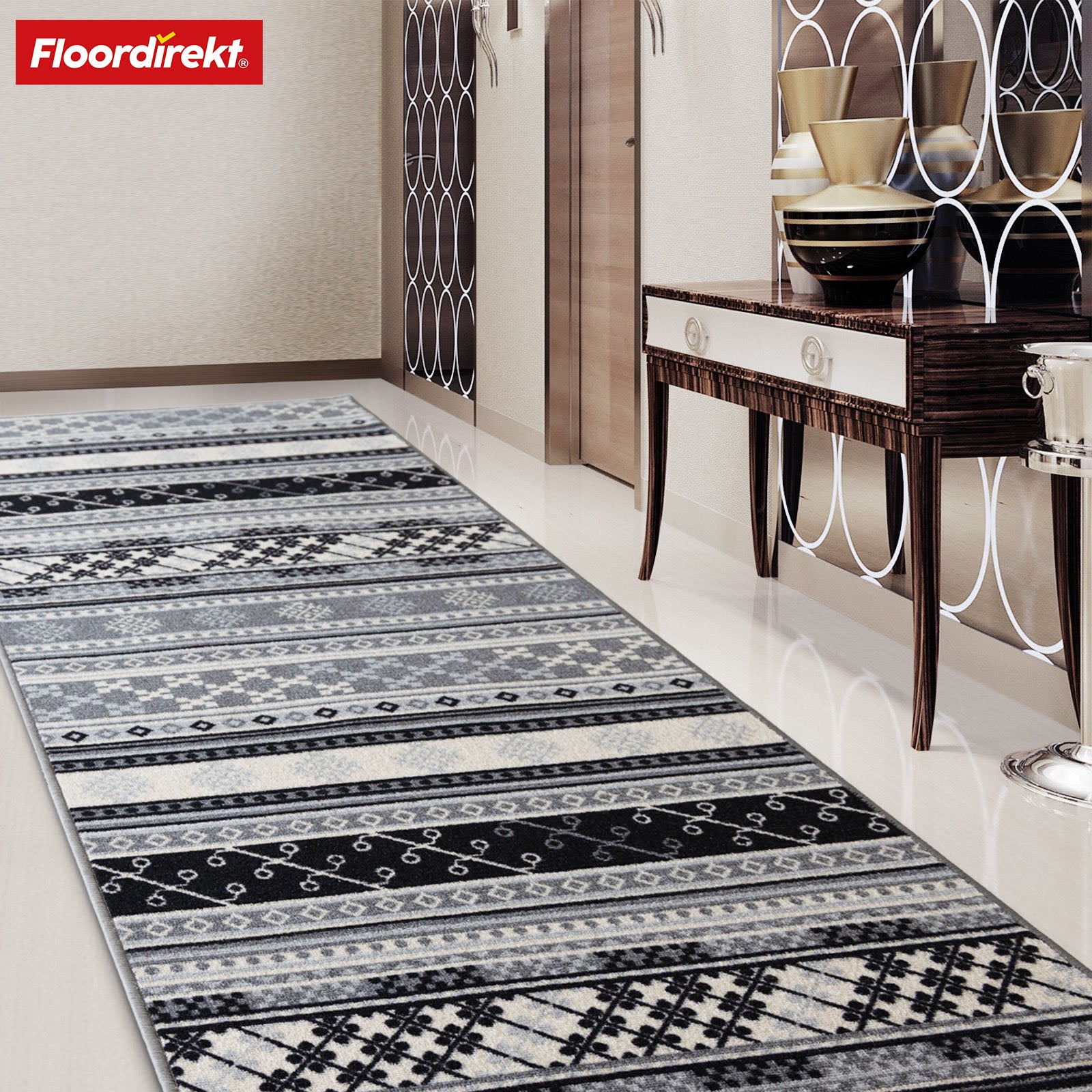 Tapis de passage sur mesure | Mykonos | Chaîné, antidérapant & idéal pour le couloir, la cuisine ou l'entrée