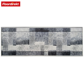 Tapis sur mesure | Cordoba | tons gris avec motifs | antidérapant & robuste | 80 cm de large
