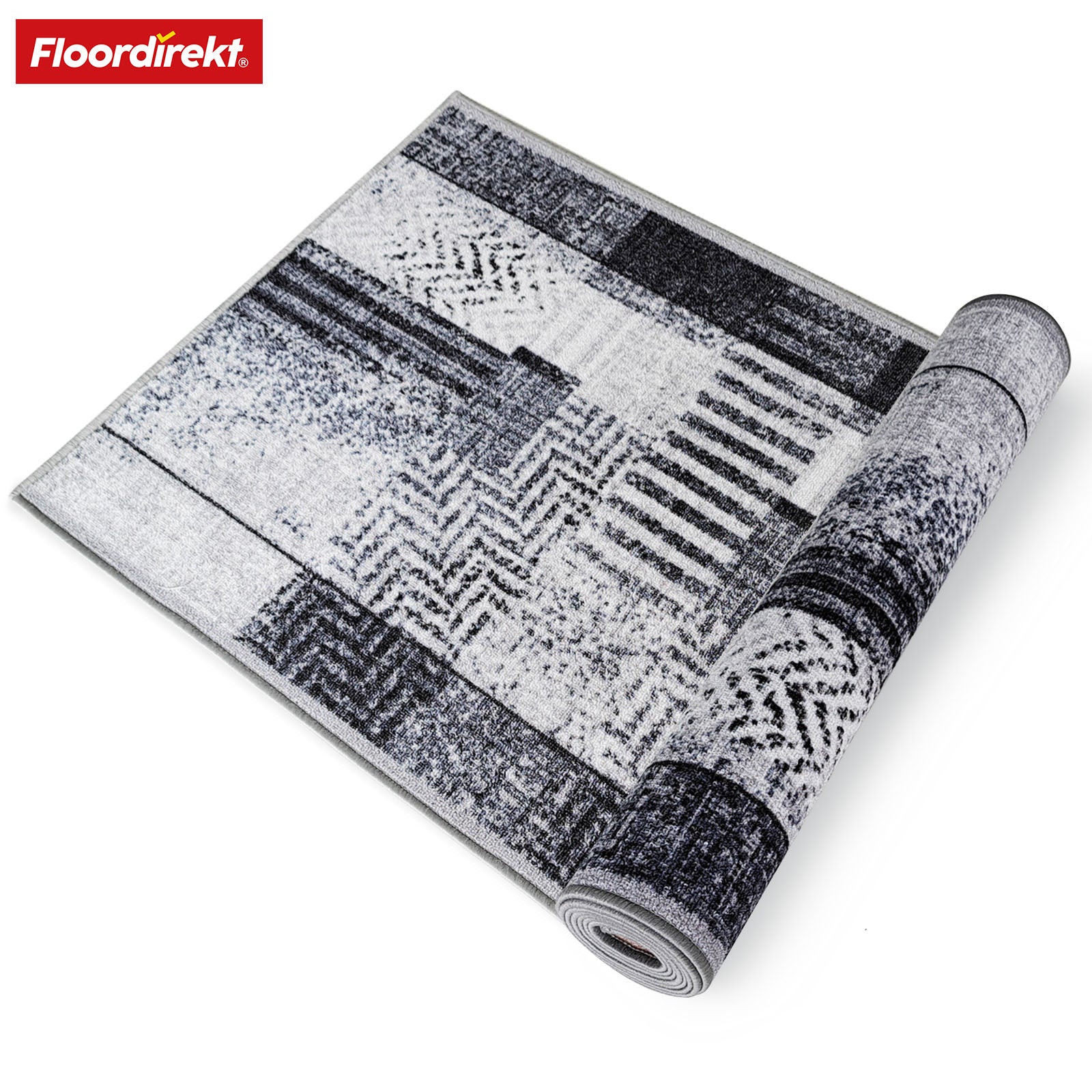 Tapis sur mesure | Cordoba | tons gris avec motifs | antidérapant & robuste | 80 cm de large