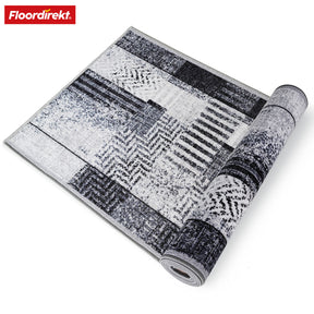 Tapis sur mesure | Cordoba | tons gris avec motifs | antidérapant & robuste | 80 cm de large