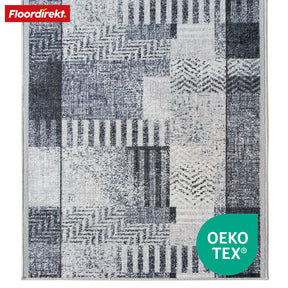 Tapis sur mesure | Cordoba | tons gris avec motifs | antidérapant & robuste | 80 cm de large
