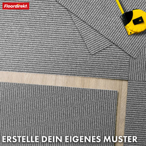 Dalles de moquette | Bern | 50 x 50 cm | Auto-portant avec motif à rayures | En anthracite, gris & beige pour les entreprises et les particuliers
