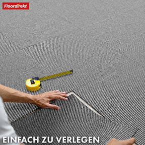 Dalles de moquette | Bern | 50 x 50 cm | Auto-portant avec motif à rayures | En anthracite, gris & beige pour les entreprises et les particuliers