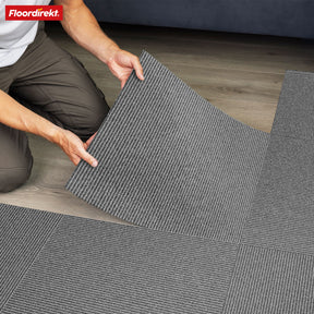 Dalles de moquette | Bern | 50 x 50 cm | Auto-portant avec motif à rayures | En anthracite, gris & beige pour les entreprises et les particuliers