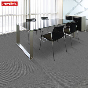 Dalles de moquette | Bern | 50 x 50 cm | Auto-portant avec motif à rayures | En anthracite, gris & beige pour les entreprises et les particuliers