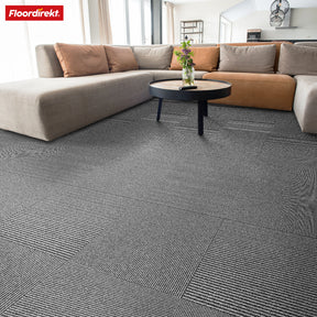 Dalles de moquette | Bern | 50 x 50 cm | Auto-portant avec motif à rayures | En anthracite, gris & beige pour les entreprises et les particuliers