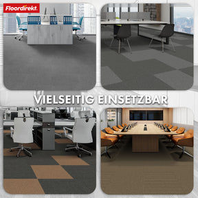 Dalles de moquette | Bern | 50 x 50 cm | Auto-portant avec motif à rayures | En anthracite, gris & beige pour les entreprises et les particuliers
