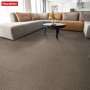 Dalles de moquette | Bern | 50 x 50 cm | Auto-portant avec motif à rayures | En anthracite, gris & beige pour les entreprises et les particuliers