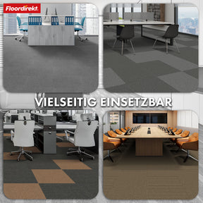 Dalles de moquette | Bern | 50 x 50 cm | Auto-portant avec motif à rayures | En anthracite, gris & beige pour les entreprises et les particuliers