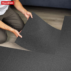 Dalles de moquette | Bern | 50 x 50 cm | Auto-portant avec motif à rayures | En anthracite, gris & beige pour les entreprises et les particuliers