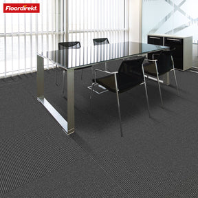 Dalles de moquette | Bern | 50 x 50 cm | Auto-portant avec motif à rayures | En anthracite, gris & beige pour les entreprises et les particuliers