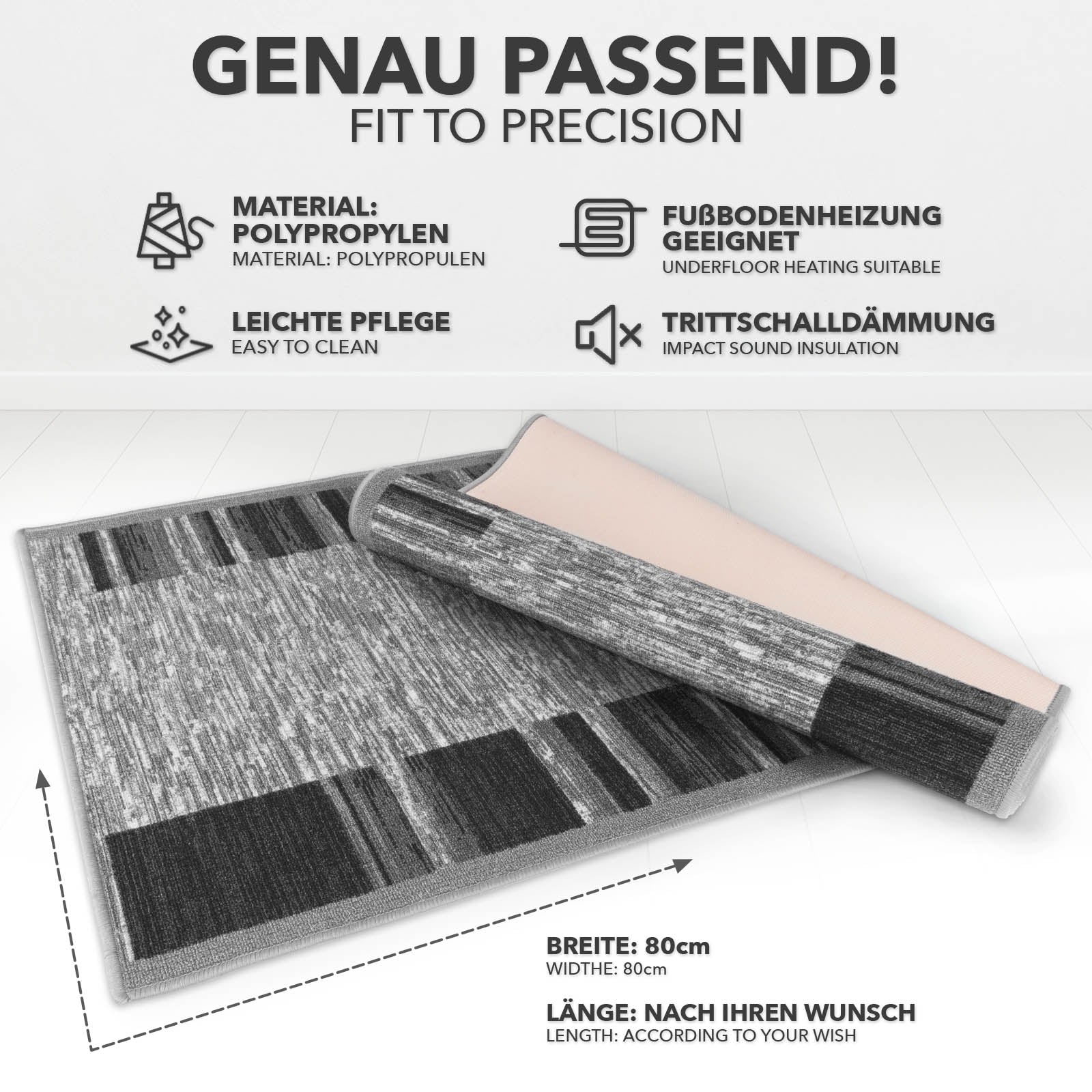 Tapis de passage sur mesure | Navona | Largeur: 80 cm