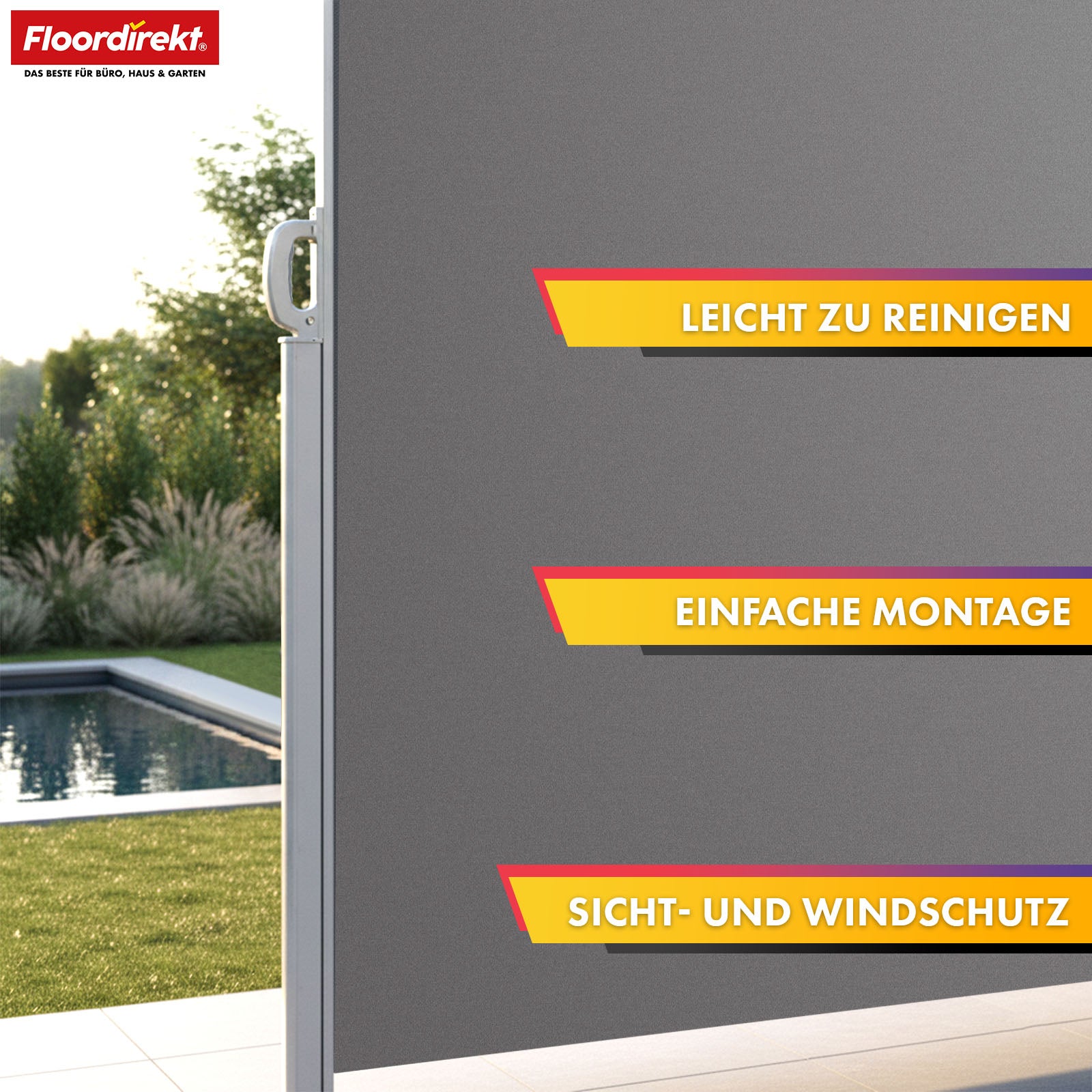 Store latéral en aluminium | Protection solaire et visuelle pour terrasse, balcon et jardin | Protection UV, opaque et déperlant | Différentes couleurs et tailles