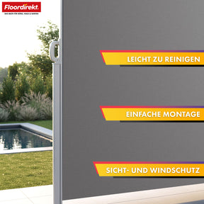 Store latéral en aluminium | Protection solaire et visuelle pour terrasse, balcon et jardin | Protection UV, opaque et déperlant | Différentes couleurs et tailles