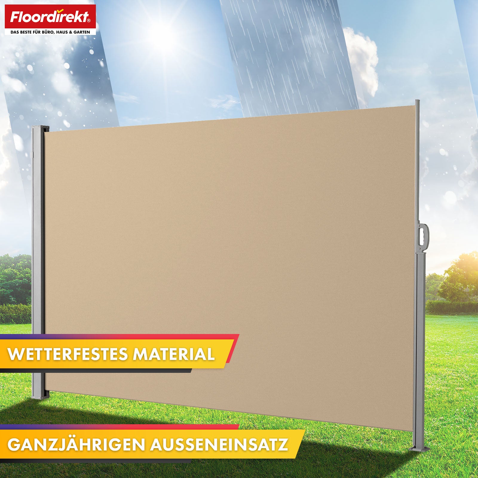 Store latéral en aluminium | Protection solaire et visuelle pour terrasse, balcon et jardin | Protection UV, opaque et déperlant | Différentes couleurs et tailles