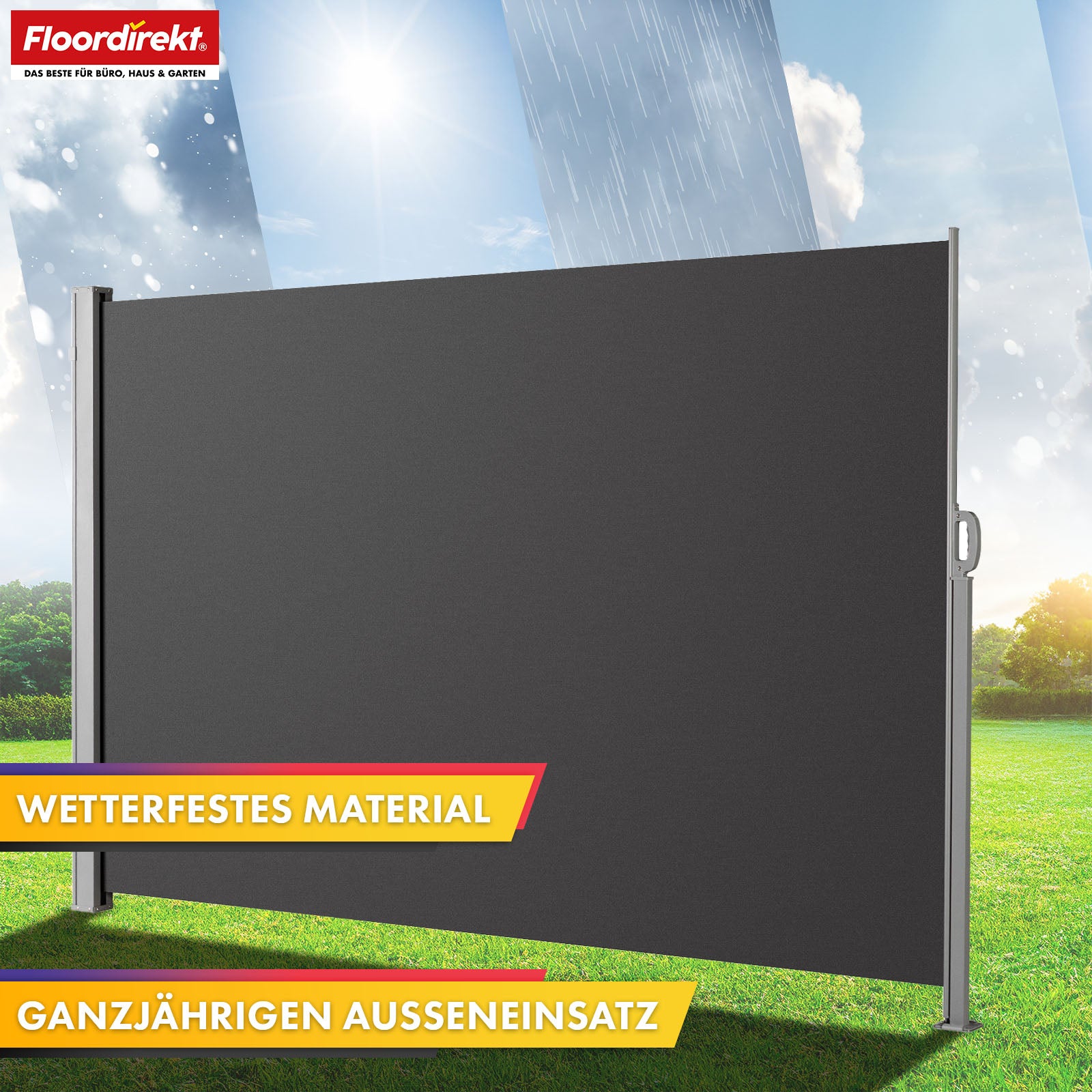 Store latéral en aluminium | Protection solaire et visuelle pour terrasse, balcon et jardin | Protection UV, opaque et déperlant | Différentes couleurs et tailles